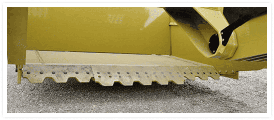 Pulldozer scraper cutting blade closeup