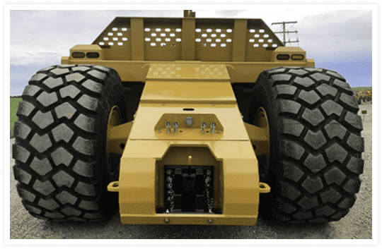 Rear wheel view of Pulldozer scraper