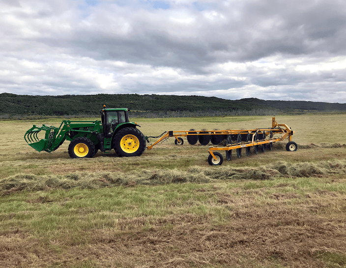 Bale King hay rake in the field